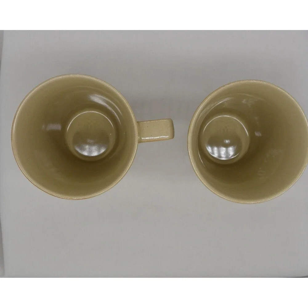 Two Pier One Stoneware Brown Antiqued Leaf 12 oz Mug Cup